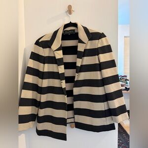 Lafayette 148 New York Black and Cream Striped Blazer
